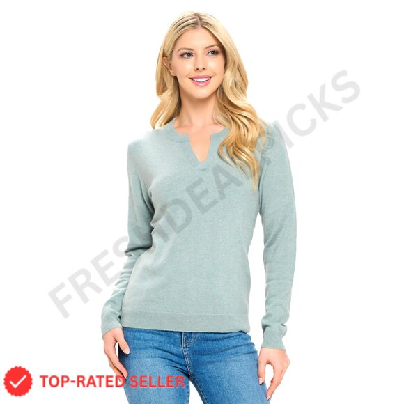 100% Cashmere V Neck Sweater Soft Elegant Classic Minimal Chic Pullover